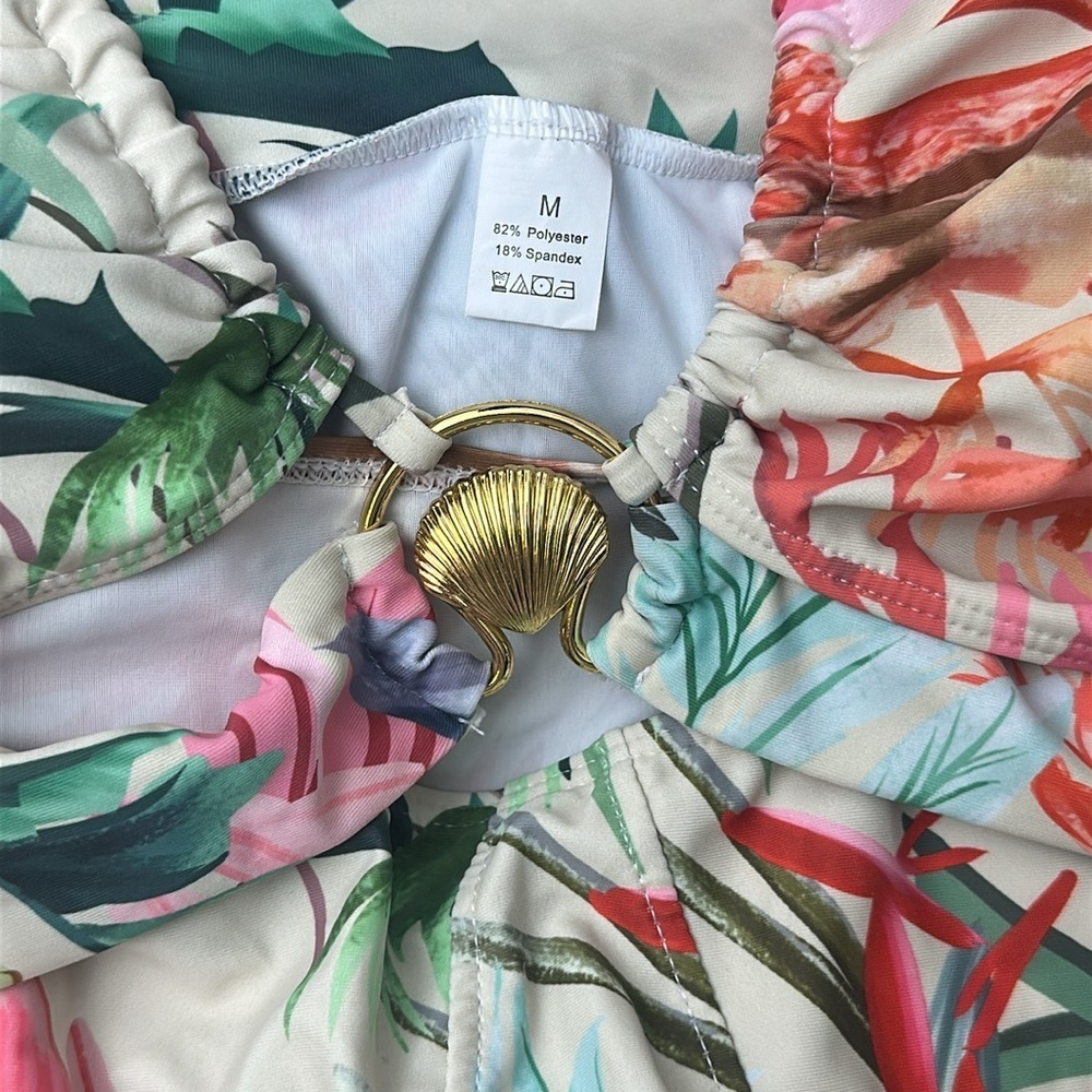 Tropical Print Halter Swimwear - Picture 7 of 7